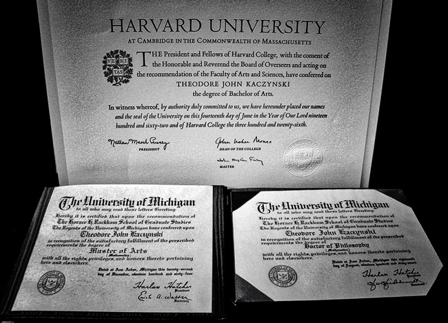 Kaczynski-Harvard-Diploma